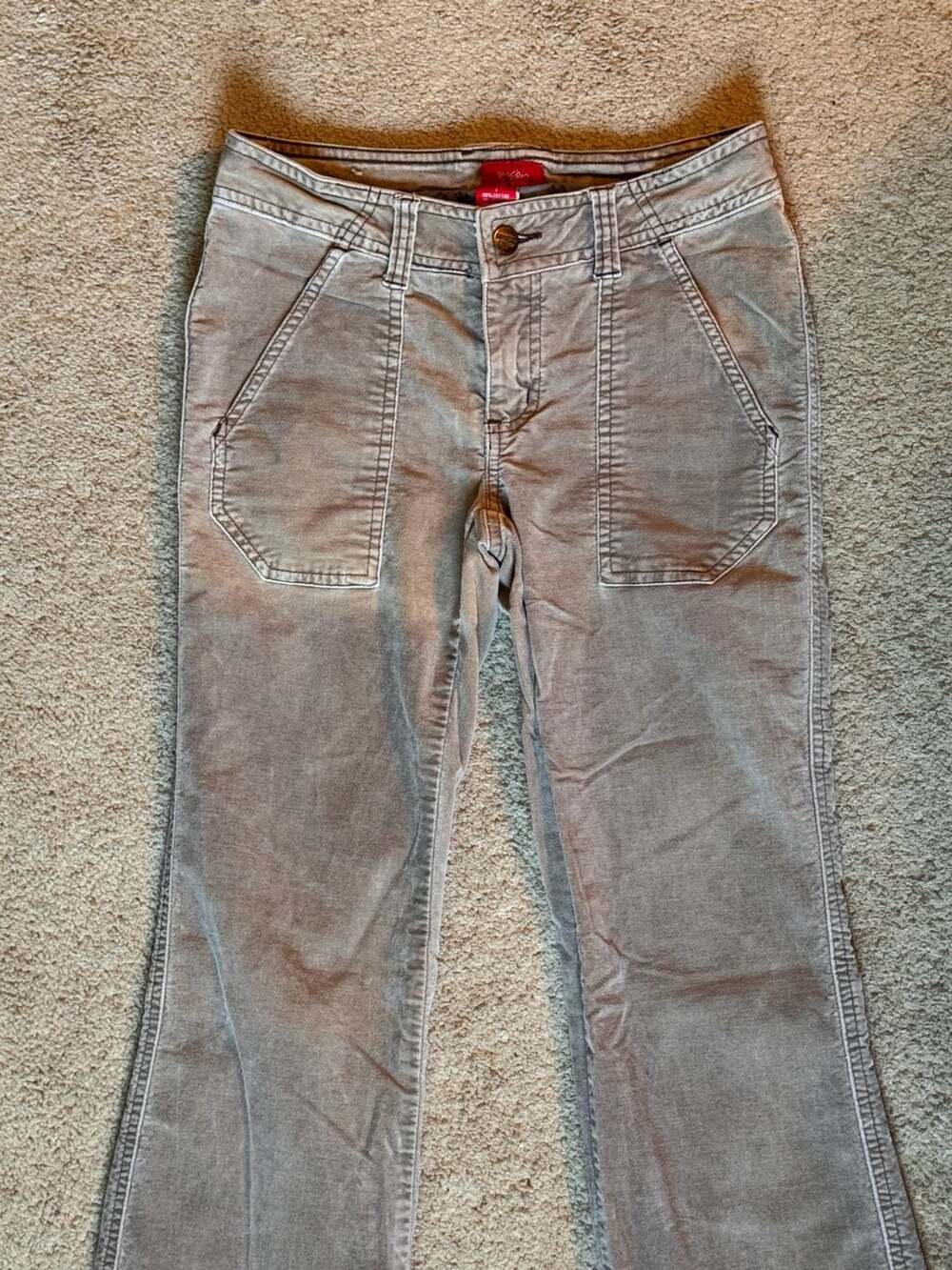 Boho Y2K Low Rise Flare Pants Indie Cargo Pocket Desert Vintage Festival Core - Picture 2 of 8